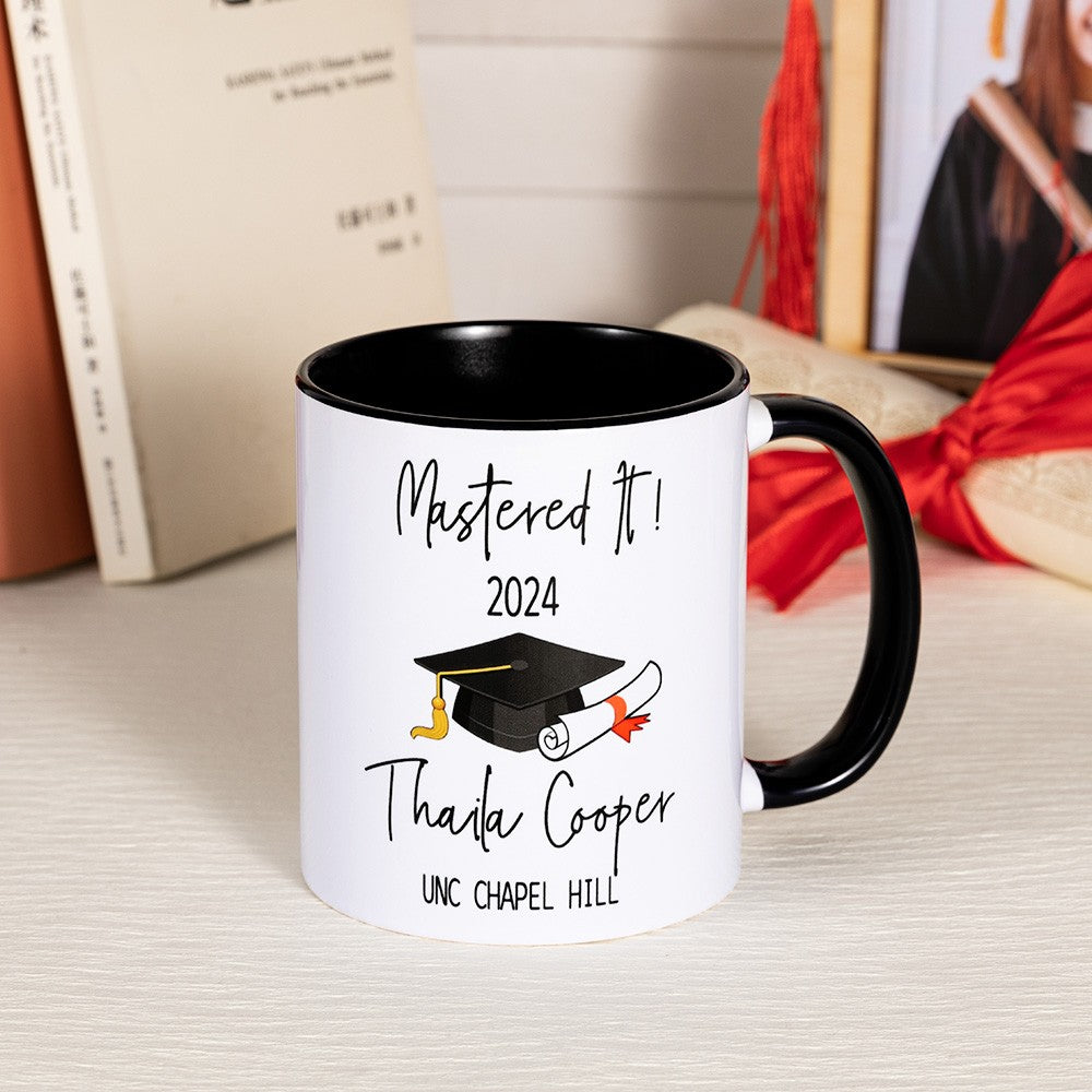 Personalized Master's Degree 11oz Two Tone Ceramic Mug with Name and Year, Class of 2024 Master College Graduate Keepsake, Graduation Gift for Her/Him