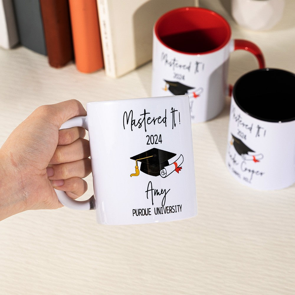 Personalized Master's Degree 11oz Two Tone Ceramic Mug with Name and Year, Class of 2024 Master College Graduate Keepsake, Graduation Gift for Her/Him