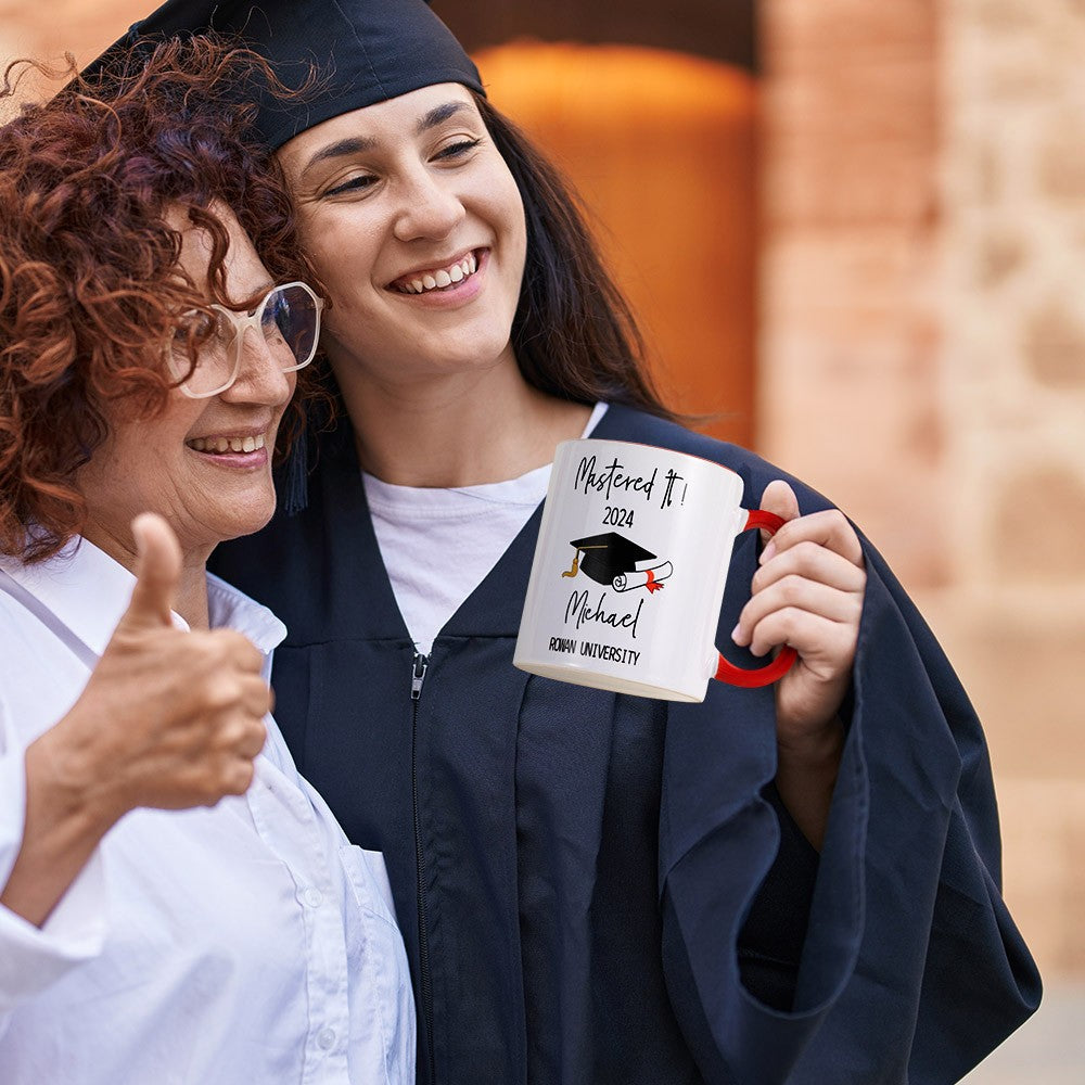Personalized Master's Degree 11oz Two Tone Ceramic Mug with Name and Year, Class of 2024 Master College Graduate Keepsake, Graduation Gift for Her/Him