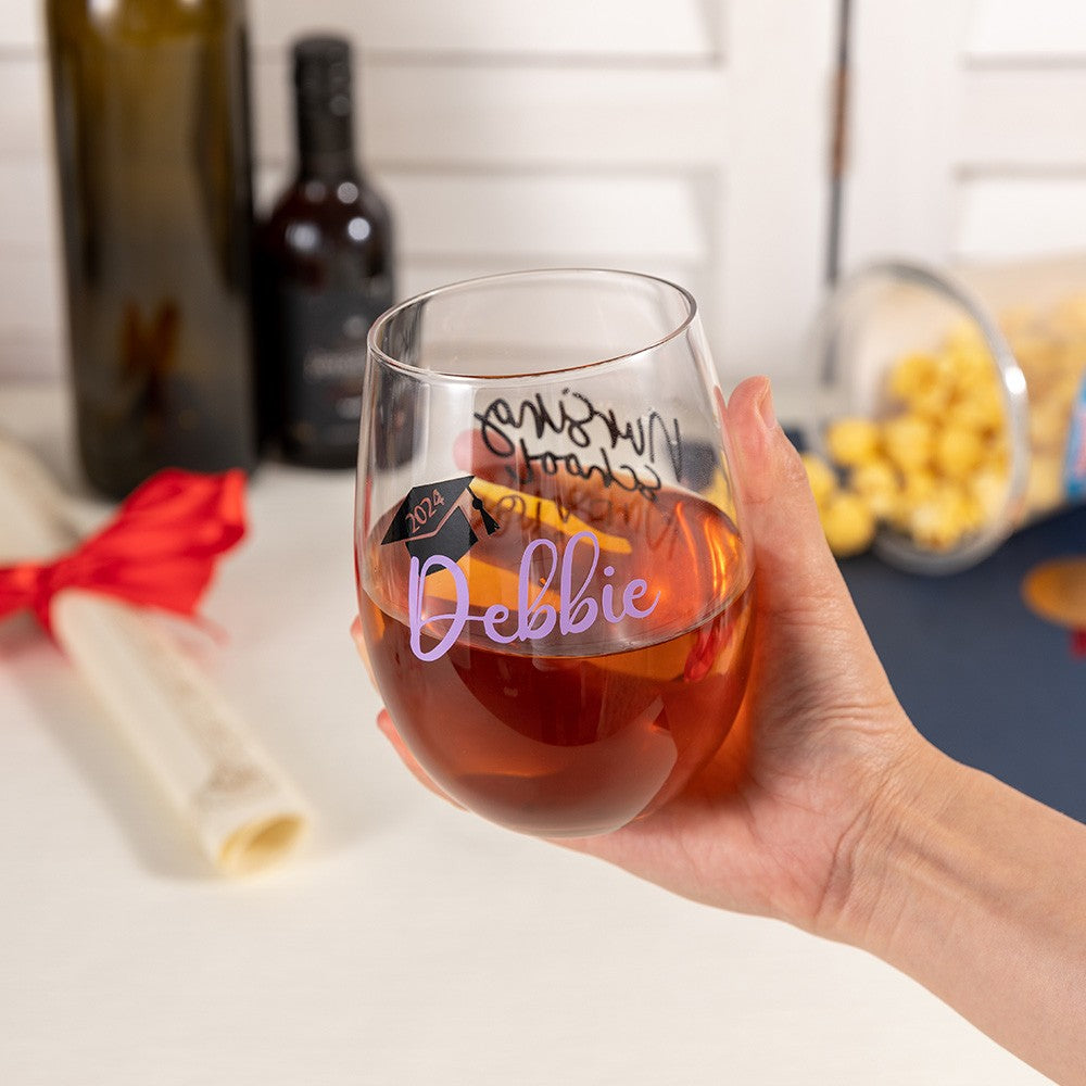 Personalized Name Nurse Graduation Wine Glass, Nursing School Survivor Glass, Graduation Party Decor, Appreciation/Graduation Gift for Nurse/Student