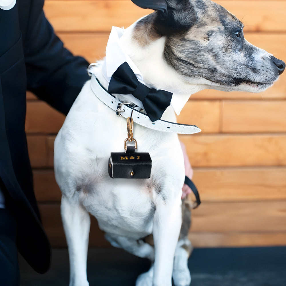 Custom Initial Wedding Ring Bearer Pouch for Dogs, Wedding Ring Box for Dog Collars, Wedding Ring Holder for Pet, Wedding Gift for Newlyweds/Couple