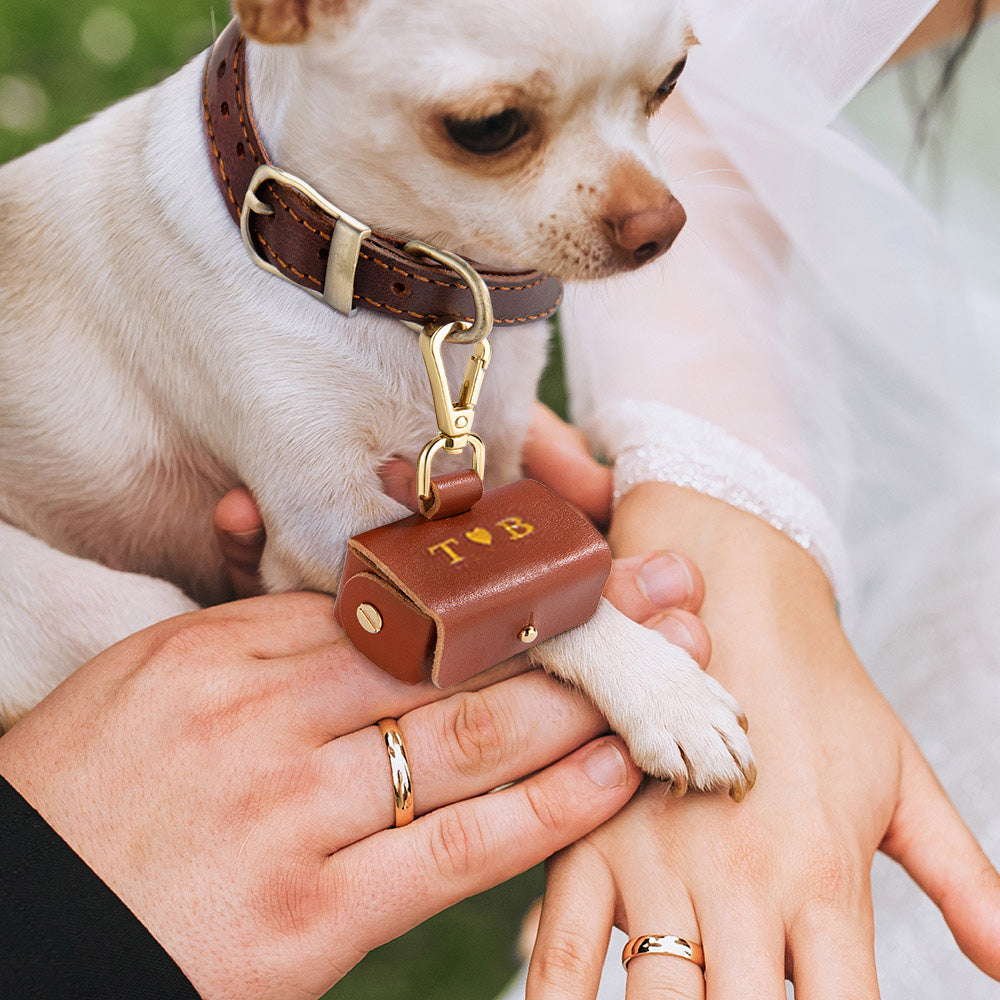 Custom Initial Wedding Ring Bearer Pouch for Dogs, Wedding Ring Box for Dog Collars, Wedding Ring Holder for Pet, Wedding Gift for Newlyweds/Couple
