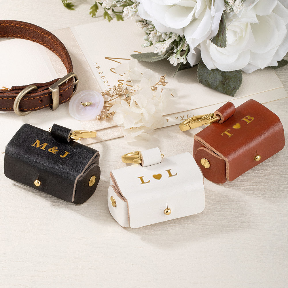Custom Initial Wedding Ring Bearer Pouch for Dogs, Wedding Ring Box for Dog Collars, Wedding Ring Holder for Pet, Wedding Gift for Newlyweds/Couple