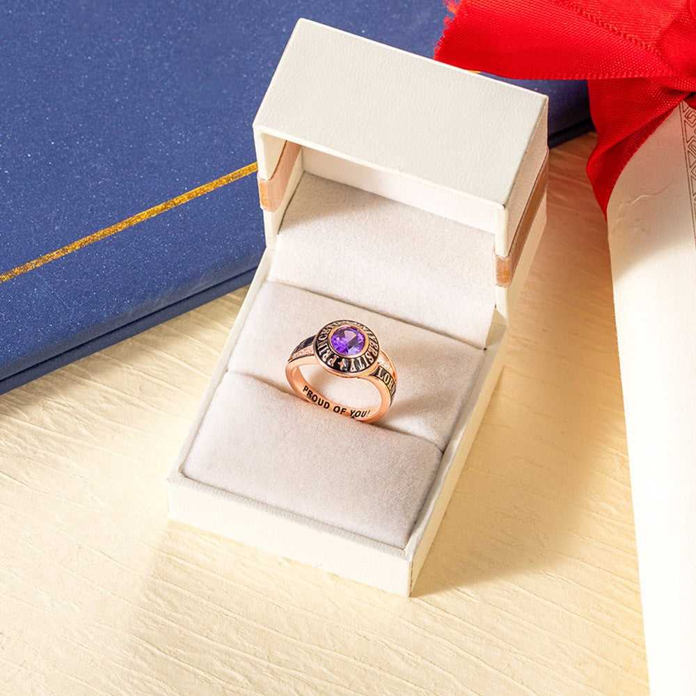 Custom High School Class Ring 2024, Personalized College/University Graduation Ring for Women Sterling Silver 925, Graduation Gift for Girls/Her