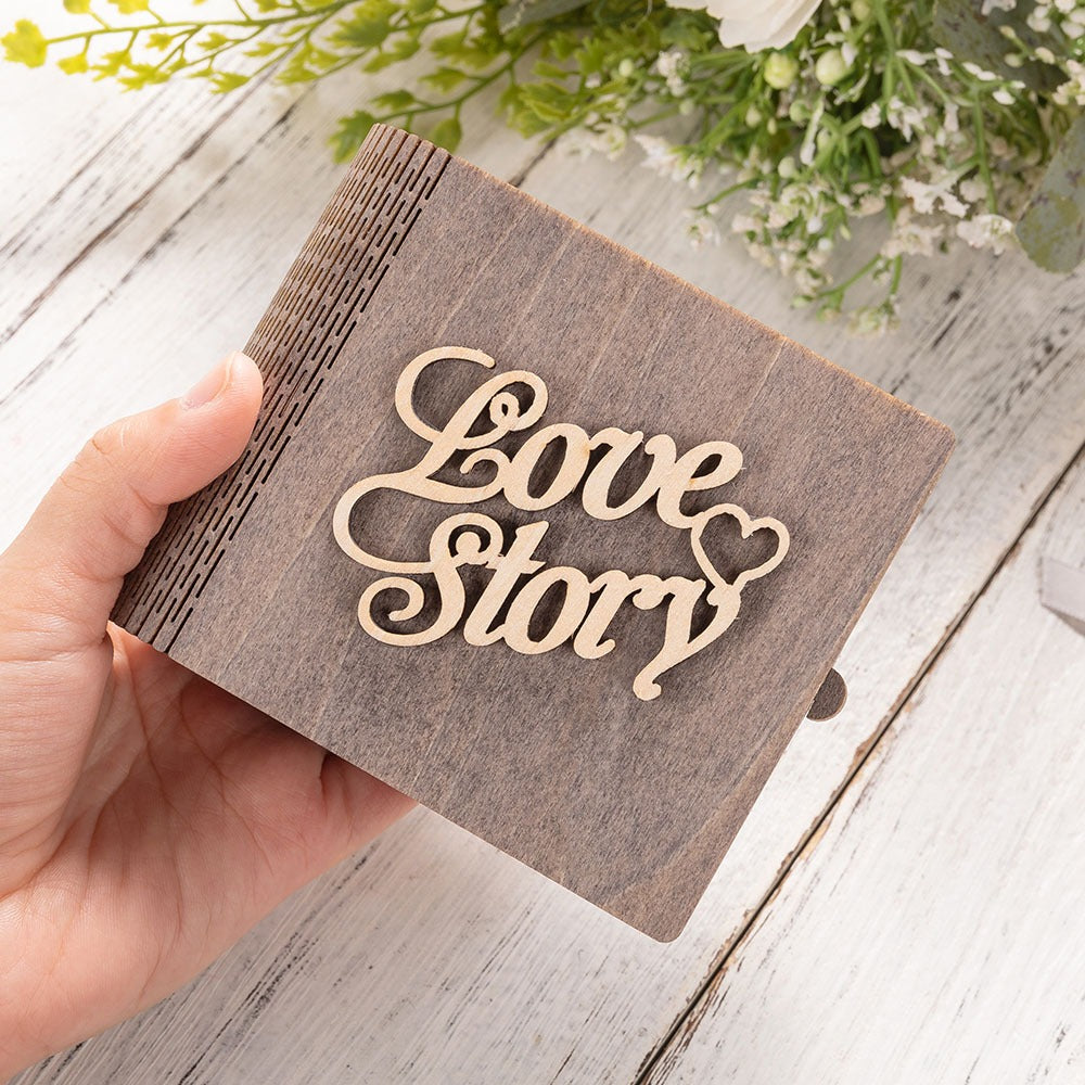 Personalized Love Story Wedding Ring Box, Wood Mini Book Ring Box, Double Pillow Ring Jewelry Box, Engagement/Wedding/Proposal Gift for Couple/Friend