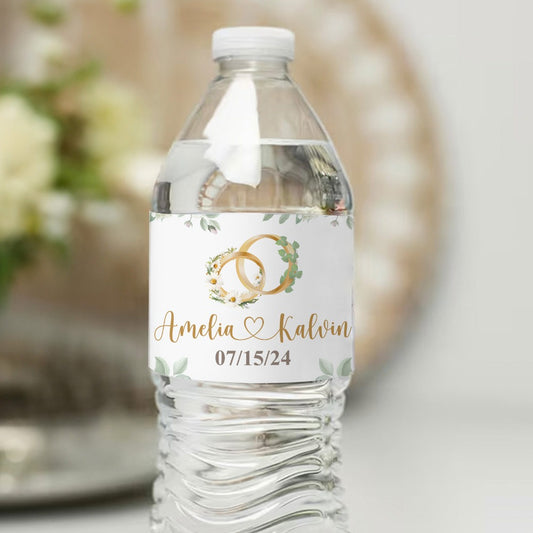 Custom Name Birth Flower & Birth Tree Water Bottle Labels, Engagement/Bridal Shower Favors, Wedding/Anniversary Gifts for Him/Her/Couple