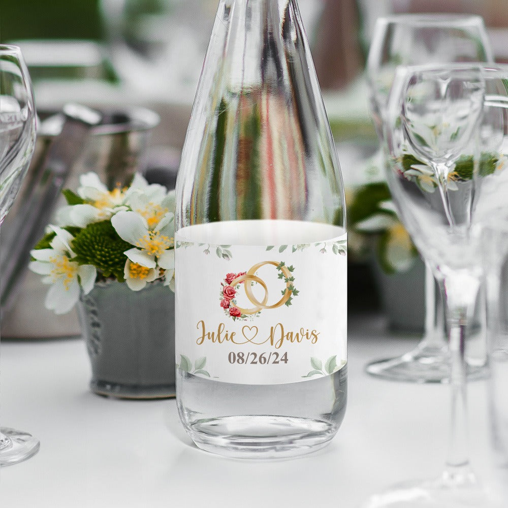 Custom Name Birth Flower & Birth Tree Water Bottle Labels, Engagement/Bridal Shower Favors, Wedding/Anniversary Gifts for Him/Her/Couple