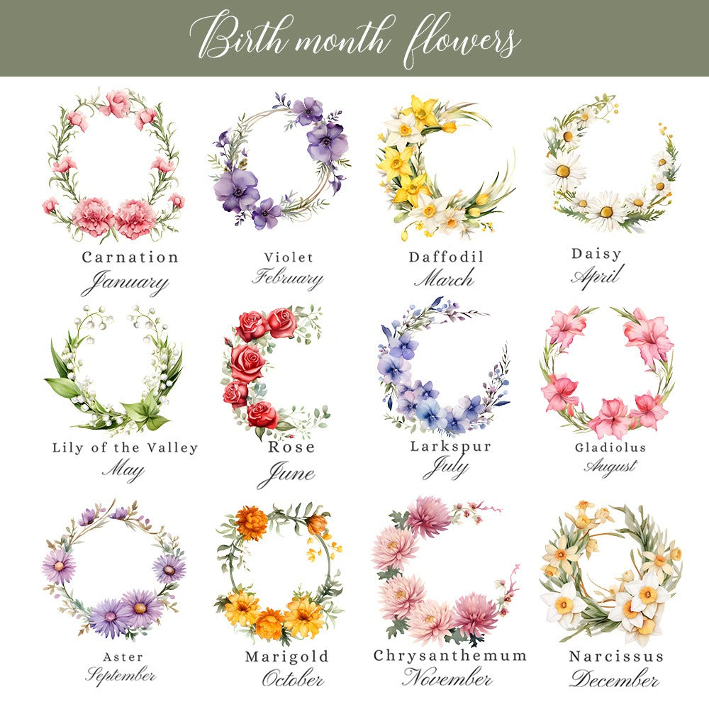 Custom Name Birth Flower & Birth Tree Water Bottle Labels, Engagement/Bridal Shower Favors, Wedding/Anniversary Gifts for Him/Her/Couple