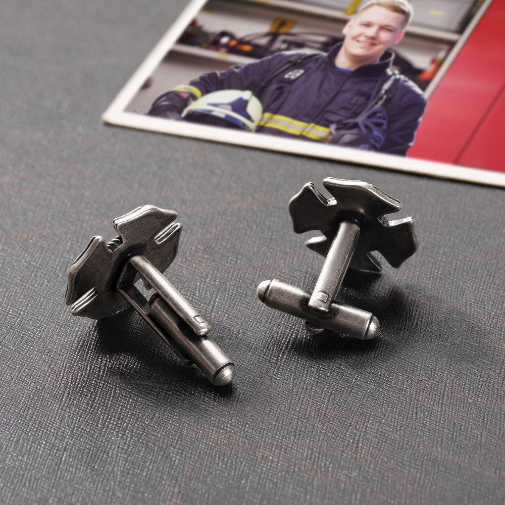 Vintage Firefighter Department Cufflinks, Stainless Steel Emblem Cufflinks for Firefighter, Men's Jewelry, Birthday/Anniversary Gift for Dad/Husband