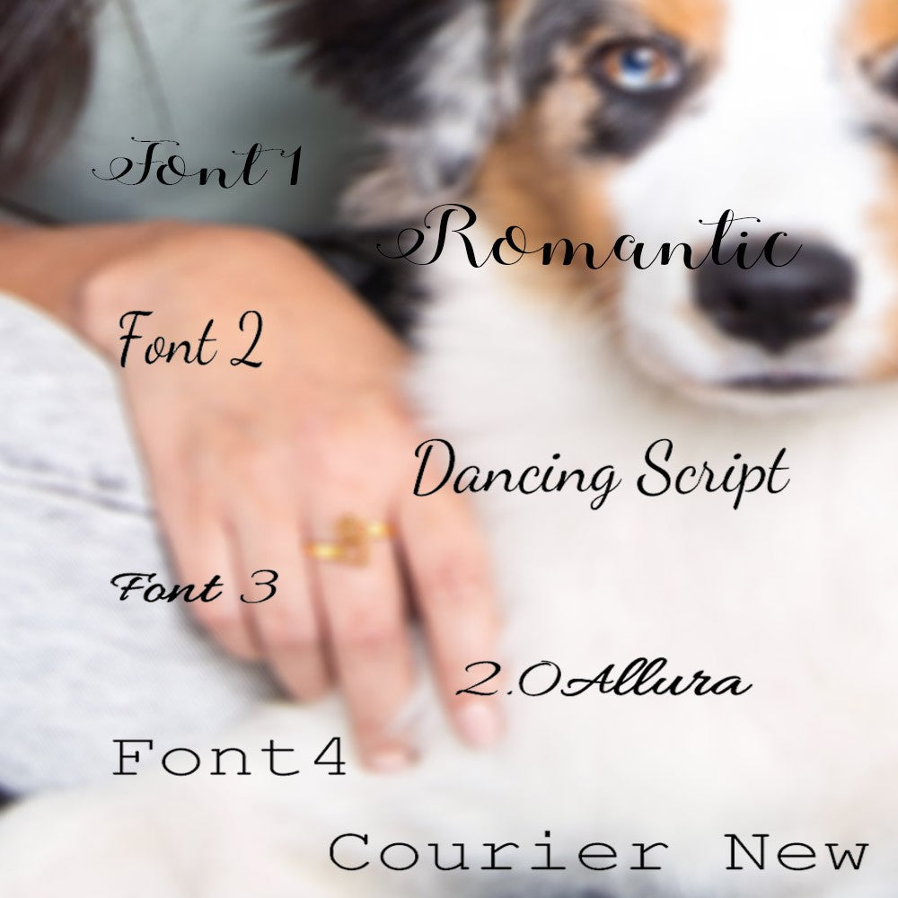 Custom Name Engraved Pet Ring, Paw Print Love Heart Name Ring, Memorial Jewelry, Sterling Silver 925 Adjustable Open Ring, Gift for Pet Lover/Owner