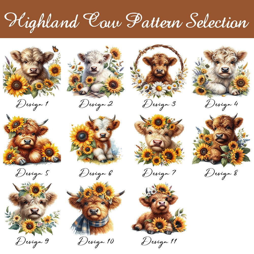 Personalized Name Sunflower Highland Cow Jewelry Box, PU Leather Travel Jewelry Case, Birthday/Mother's Day Gift for Women/Girls/Highland Cow Lover