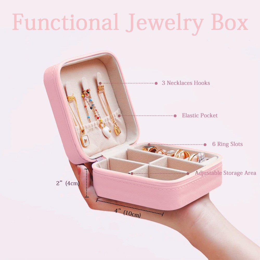 Personalized Name Watercolor Cartoon Pattern Jewelry Box, PU Leather Travel Jewelry Case, Children's Day/Birthday/Christmas Gift for Teen Girls