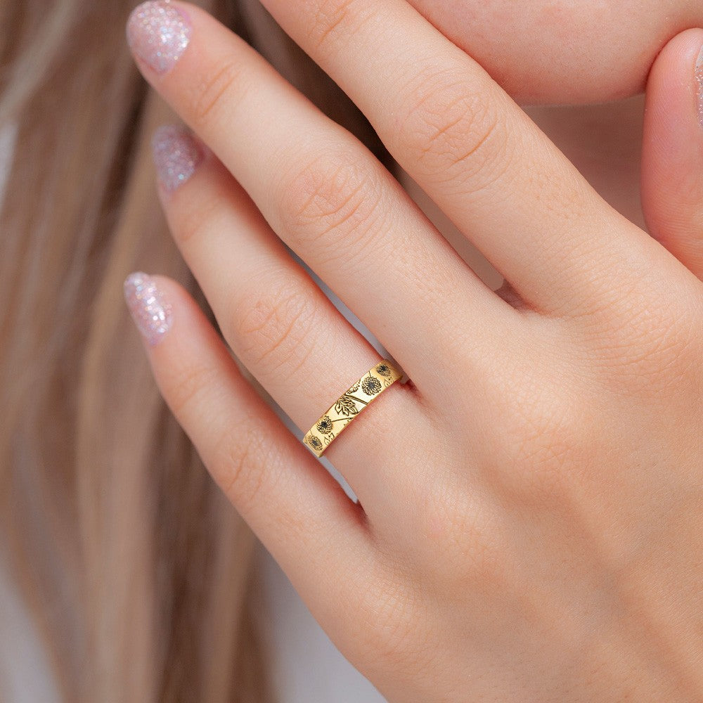 Custom Multiple Birth Flower Ring, Floral Stacking Ring, Sterling Silver 925 Jewelry, Birthday/Christmas/Mother's Day Gift for Her/Mom/Family/Friend