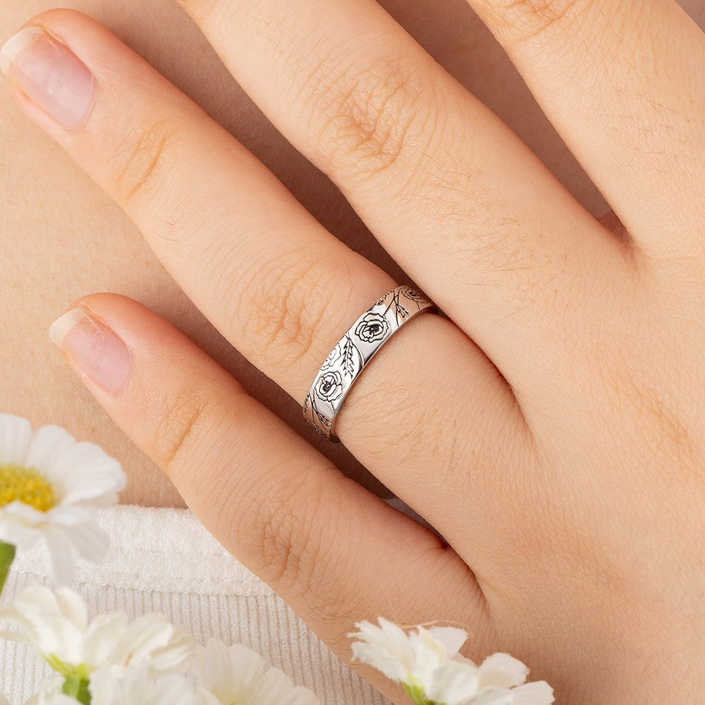Custom Multiple Birth Flower Ring, Floral Stacking Ring, Sterling Silver 925 Jewelry, Birthday/Christmas/Mother's Day Gift for Her/Mom/Family/Friend