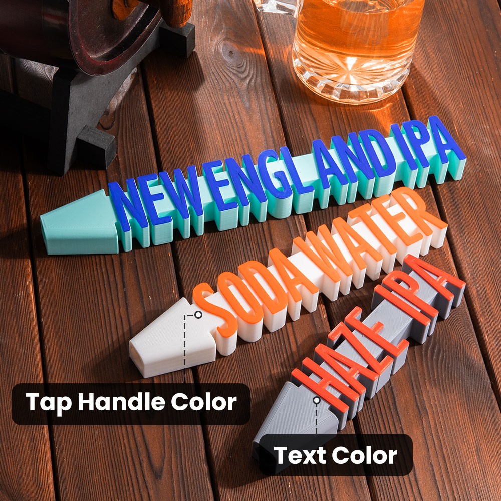 Custom Name 3D Printed Bar Tap Handle, High Contrast, Any Color Combination, Keg Handles for Homebrew, Bars, Restaurant, Wedding and Beer Lover