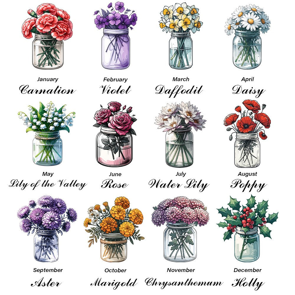 Personalized Name & Birth Flower Pattern Jewelry Box, PU Leather Retro Jewelry Storage Box, Christmas/Birthday/Bridal Gift for Mom/Girls/Bridesmaids