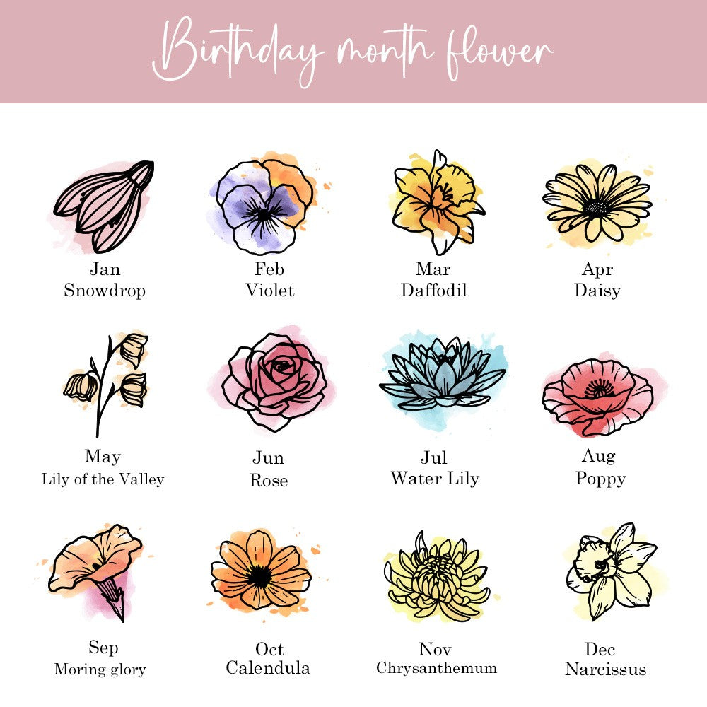 Custom Name & Birth Flower Waffle Weave Towel with Heart, 100% Cotton Tea Towel, Kitchen Accessory, Mother's Day/Birthday Gift for Mom/Grandma/Family
