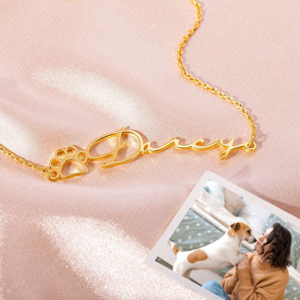 Personalized Name Pet Paw Bracelet, Pet Name Bracelet with Paw, Sterling Silver 925 Pet Memorial Jewelry, Pet Loss Gift, Gift for Pet Lovers/Owners