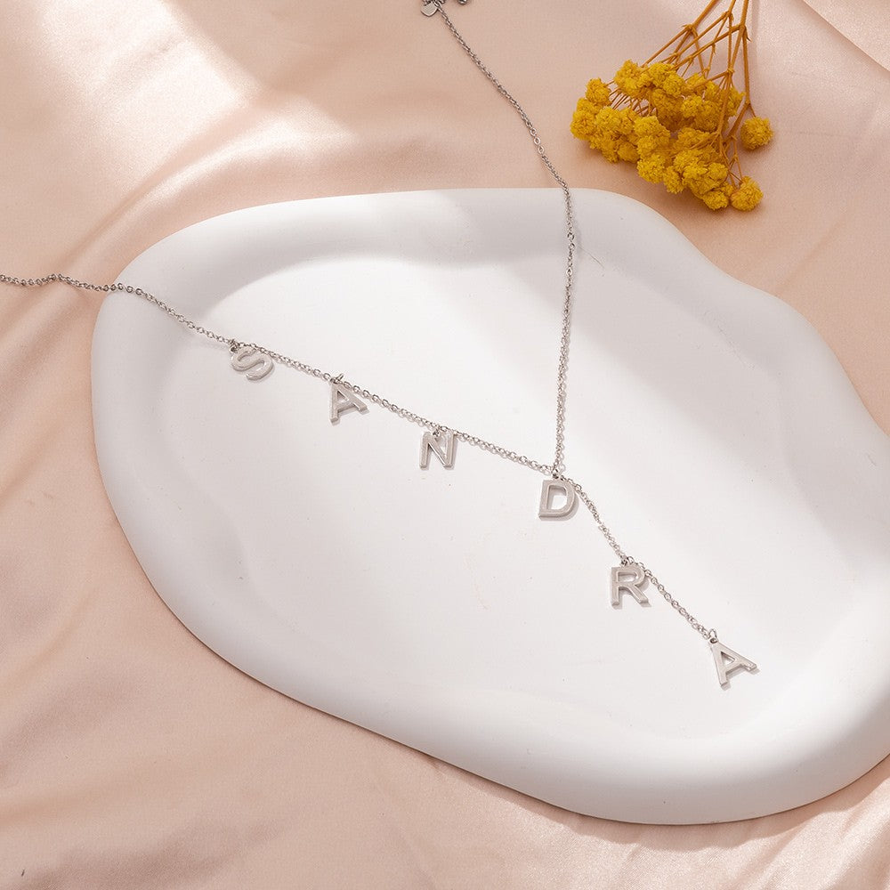 Custom Initials Lariat Name Necklace, Sterling Silver 925 Letters Y Necklace, Women's Jewelry, Birthday/Anniversary/Mother's Day Gift for Her/Mom