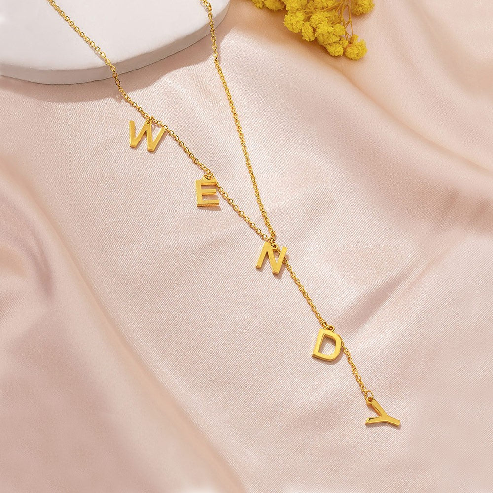 Custom Initials Lariat Name Necklace, Sterling Silver 925 Letters Y Necklace, Women's Jewelry, Birthday/Anniversary/Mother's Day Gift for Her/Mom