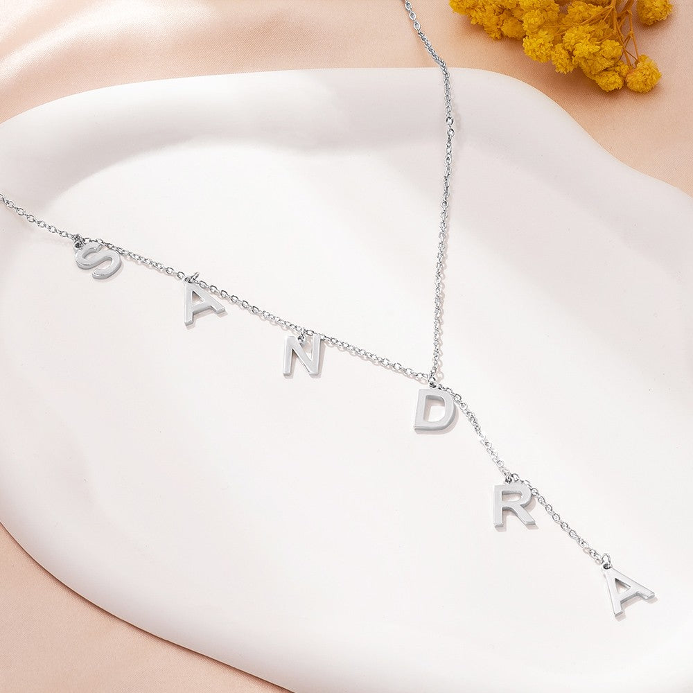 Custom Initials Lariat Name Necklace, Sterling Silver 925 Letters Y Necklace, Women's Jewelry, Birthday/Anniversary/Mother's Day Gift for Her/Mom