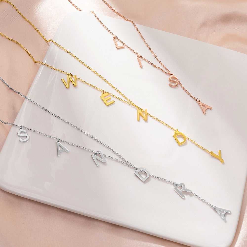 Custom Initials Lariat Name Necklace, Sterling Silver 925 Letters Y Necklace, Women's Jewelry, Birthday/Anniversary/Mother's Day Gift for Her/Mom