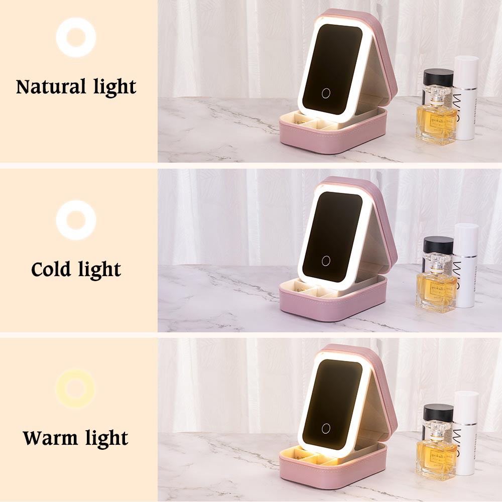 Custom Name Birth Flower Cowgirl Boots Makeup Box with Three-Color Adjustment LED Light Mirror, Travel Jewelry Makeup Box, Gift for Her/Mom/Friends