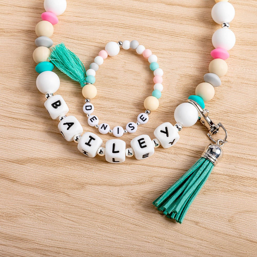 Personalized Name Pet Collar & Owner Bracelet Matching Friendship Set, Silicone Letter Beaded Necklace & Bracelet, Pet Accessories, Gift for Pet Lover