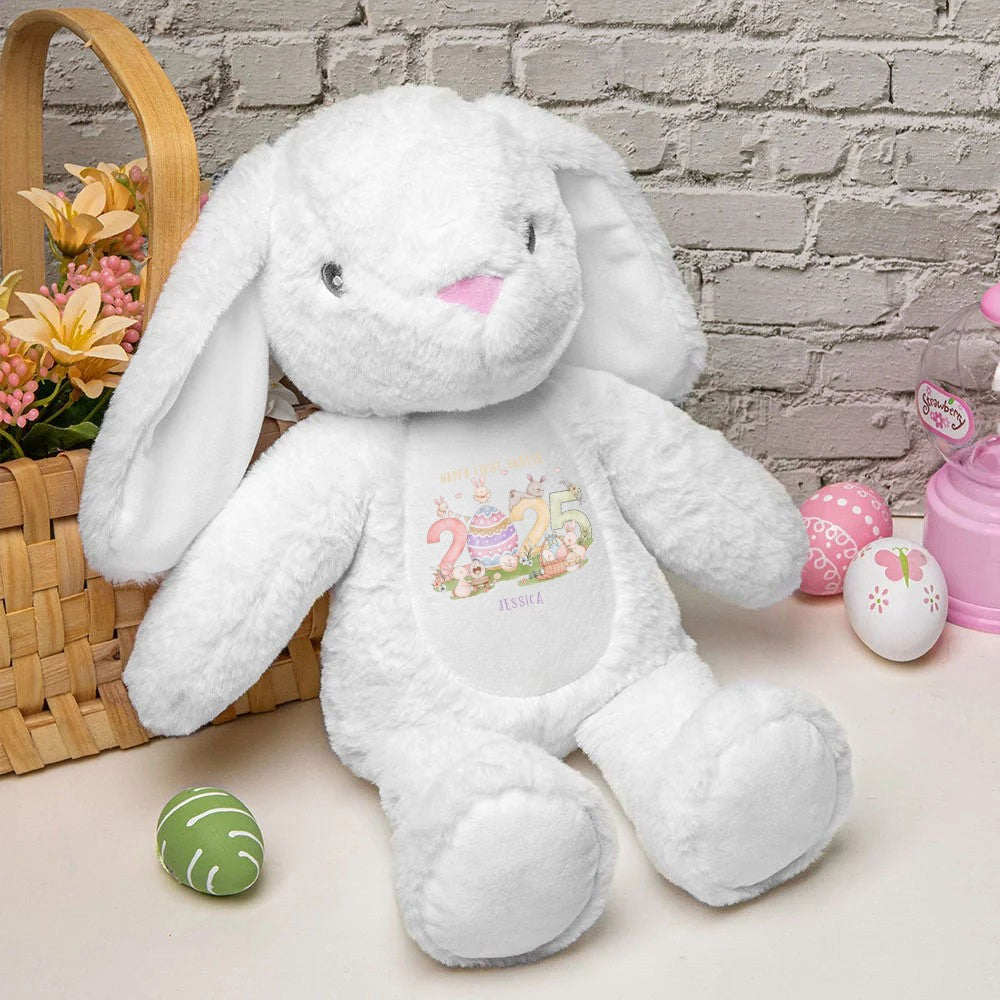 Personalized Baby's First Easter Bunny Gift, Custom Name Easter Stuffed Bunny Toy, Easter Party Decor, Baby Shower Gift, Easter Gift for Baby/Newborn