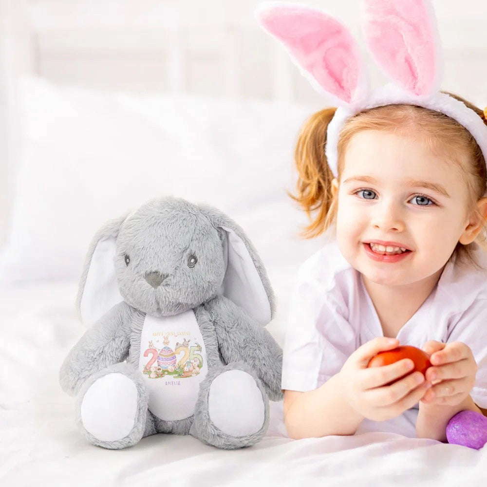 Personalized Baby's First Easter Bunny Gift, Custom Name Easter Stuffed Bunny Toy, Easter Party Decor, Baby Shower Gift, Easter Gift for Baby/Newborn