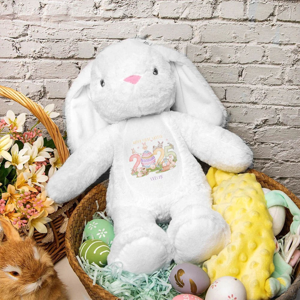 Personalized Baby's First Easter Bunny Gift, Custom Name Easter Stuffed Bunny Toy, Easter Party Decor, Baby Shower Gift, Easter Gift for Baby/Newborn