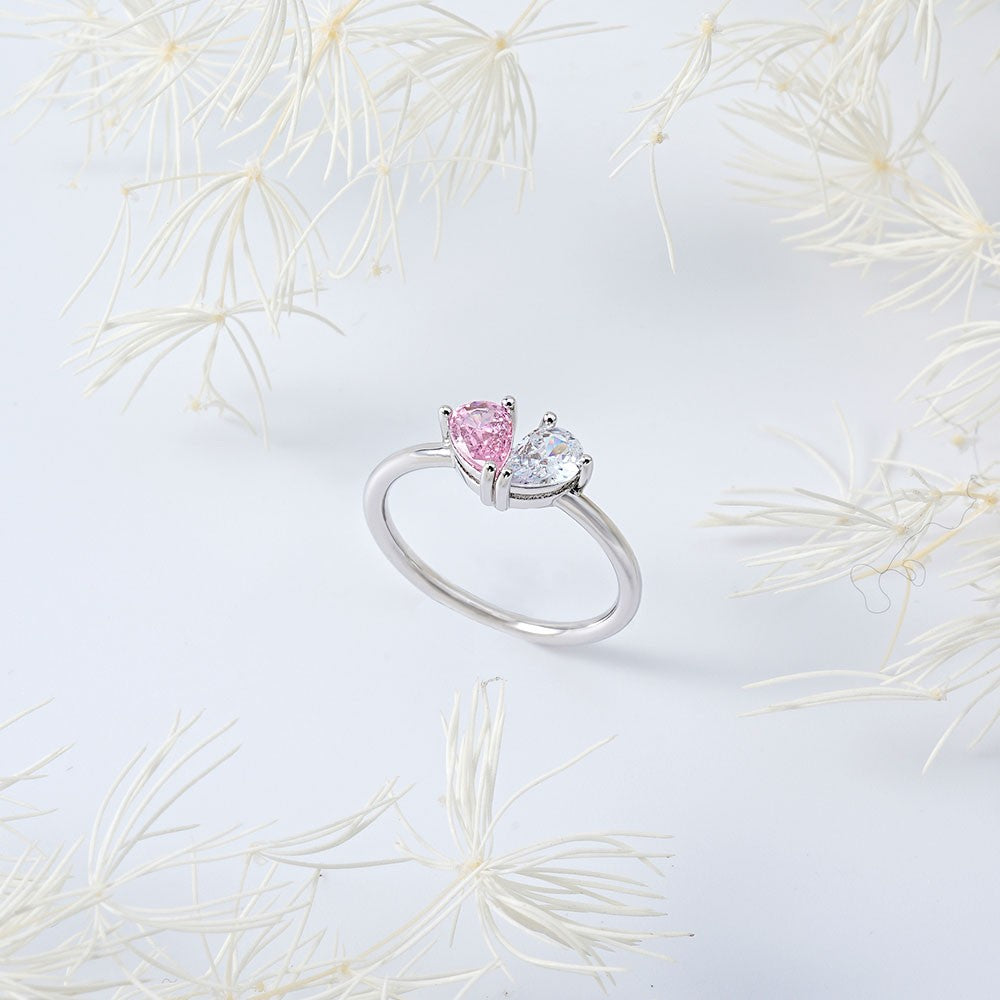 Custom Double Birthstones Heart Ring, Sterling Silver 925 Birthstone Ring, Promise Ring for Women, Anniversary/Mother's Day/Wedding Gift for Her/Mom