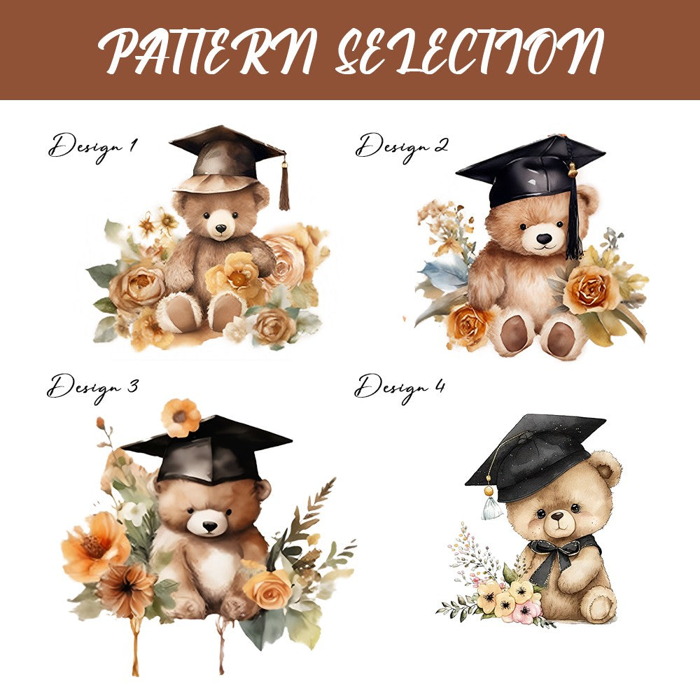 Personalized Name Bear with Graduation Hat Design Jewelry Box, PU Leather Travel Jewelry Case, Graduation Party Favor, Gift for Graduates/Friends/Her