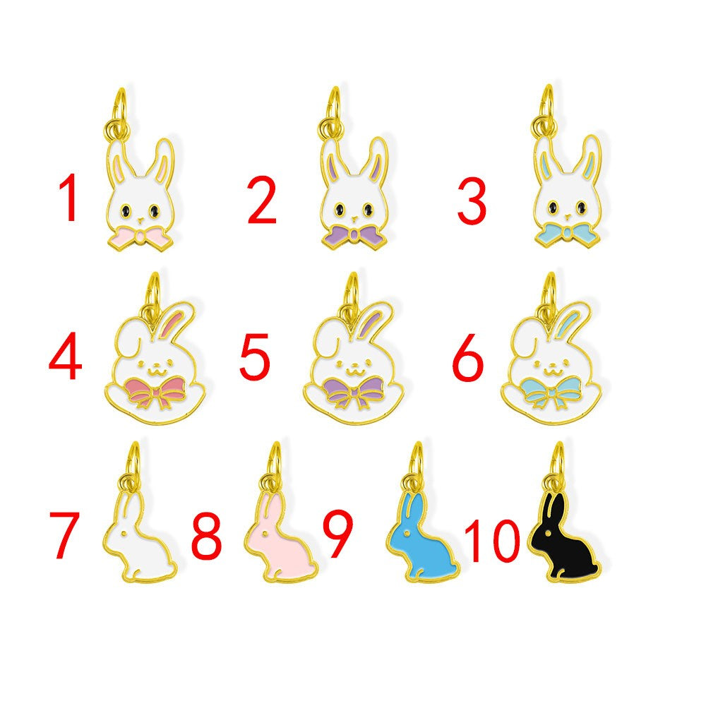 Custom Name Beaded Bracelet with Enamel Bunny Charm, Colorful Easter Bunny Bracelet, Easter Basket Stuffer, Birthday/Easter Gift for Her/Girls/Friends