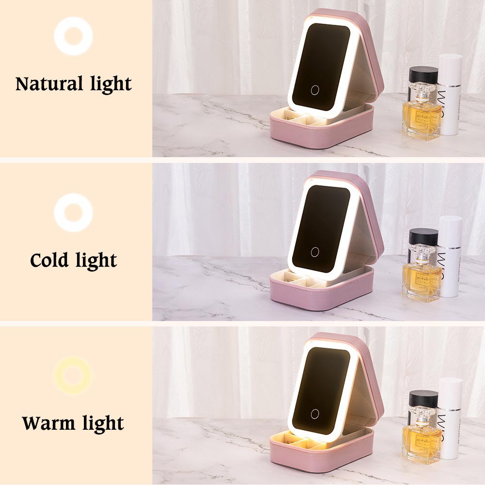 Custom Name Floral 3D Birth Year Makeup Box with Three-Color Adjustment LED Light Mirror, Travel Jewelry Makeup Box, Birthday Gift for Her/Mom/Friends