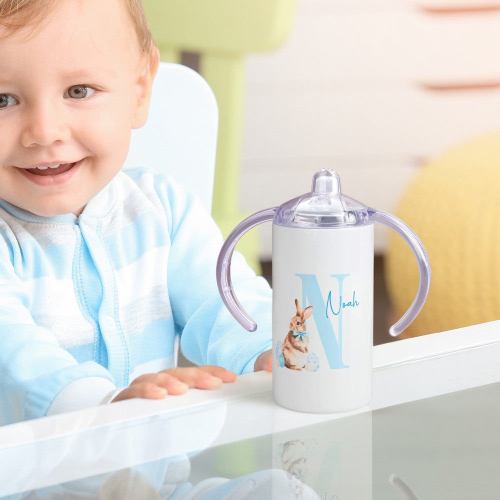 Personalized Easter Bunny Ceramics/Enamel Mug, Custom Name Travel Mug, Sippy Cup with Handle, Easter Party Decor, Easter Gift for Girl/Boy/Toddler