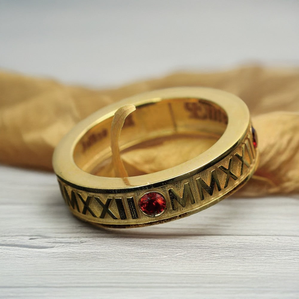 Personalized Roman Numeral Graduation Ring with Birthstone, High School University Class Ring, Class of 2025 Graduation Jewelry, Gift for Graduate/Her