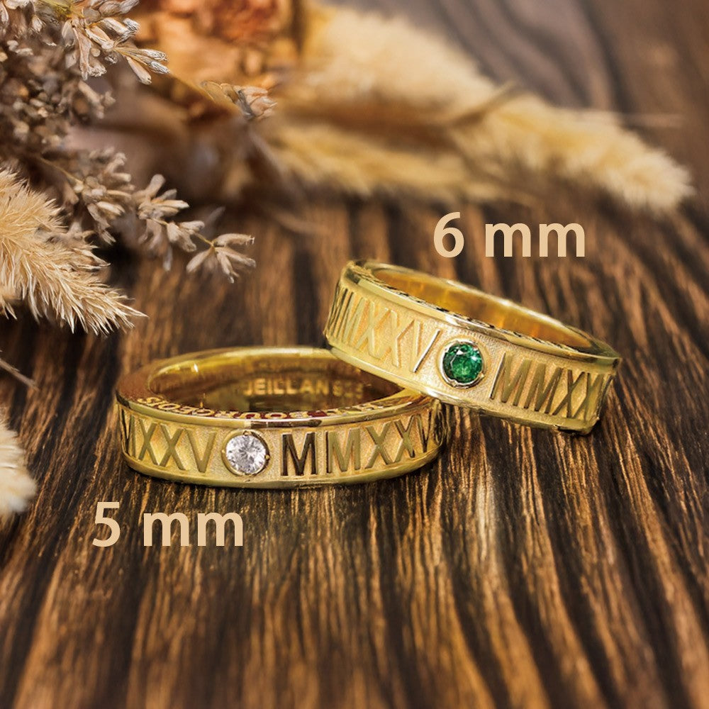 Personalized Roman Numeral Graduation Ring with Birthstone, High School University Class Ring, Class of 2025 Graduation Jewelry, Gift for Graduate/Her