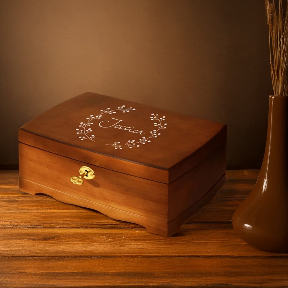 Personalized Engraved Retro Jewelry Organizer with Name, Wooden Travel Jewelry Case, Mother's Day/Anniversary/Wedding Gift for Mom/Wife/Bridesmaids