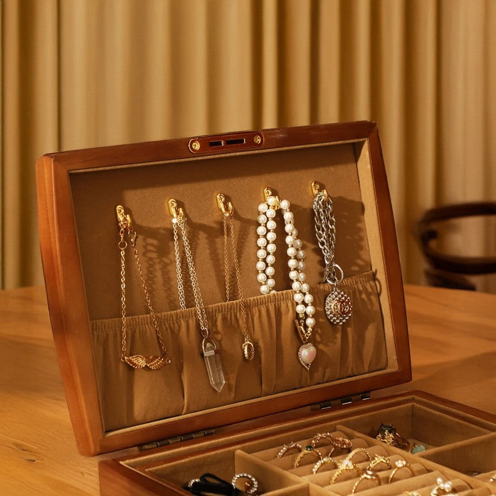 Personalized Engraved Retro Jewelry Organizer with Name, Wooden Travel Jewelry Case, Mother's Day/Anniversary/Wedding Gift for Mom/Wife/Bridesmaids