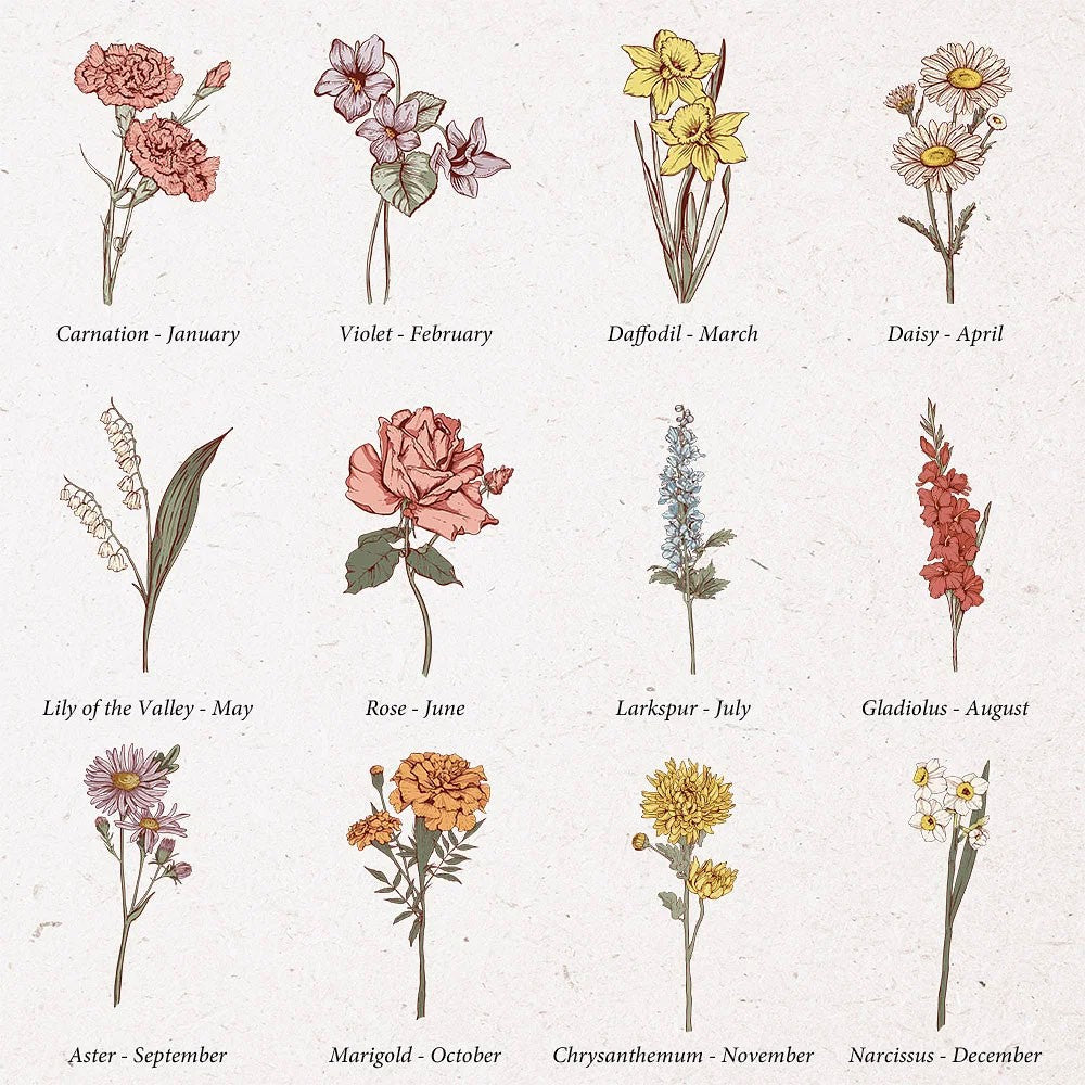 Custom Names & Birth Flowers Grandma's Garden Makeup Brushes Box Set with Mirror, Travel Makeup Pouch Brushes, Mother's Day Gift for Wife/Mom/Grandma