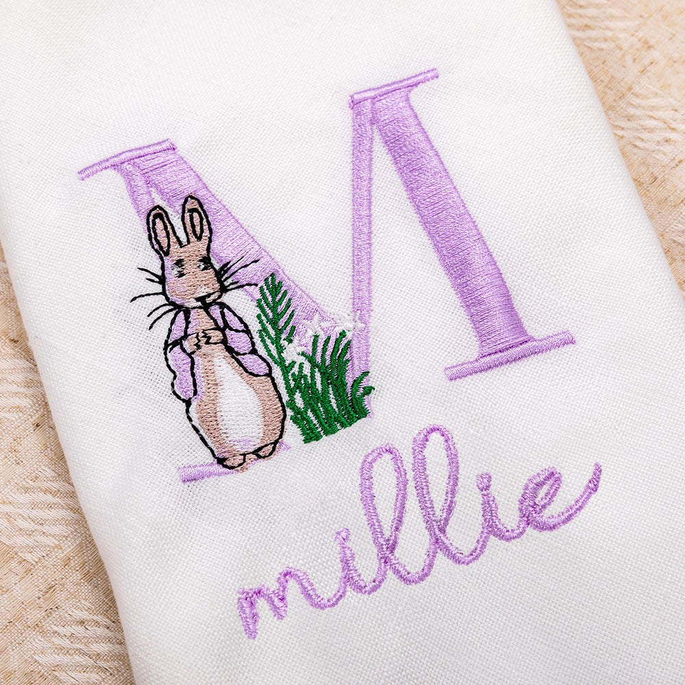 Personalized Name & Initial Embroidered Peter Rabbit Linen Napkin, Easter Party Dinner Napkin, Easter Table Decor, Easter Gift for Hostess/Mom/Family
