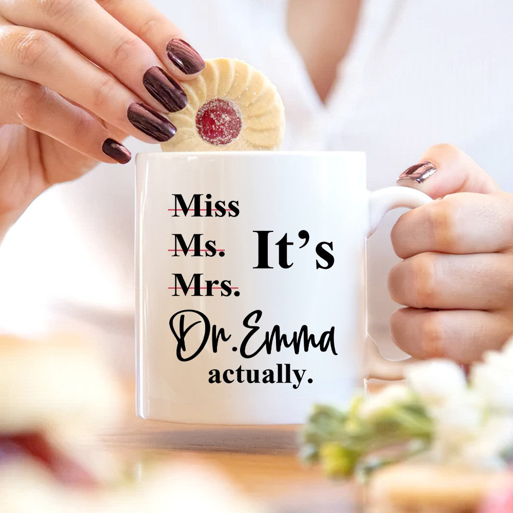 Personalized PhD Doctor Mug with Name, 11oz/15oz Two Tone Ceramic Coffee Tea Mug, PhD College Graduate Keepsake, Graduation Gift for Doctorate