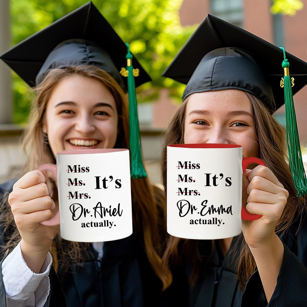 Personalized PhD Doctor Mug with Name, 11oz/15oz Two Tone Ceramic Coffee Tea Mug, PhD College Graduate Keepsake, Graduation Gift for Doctorate
