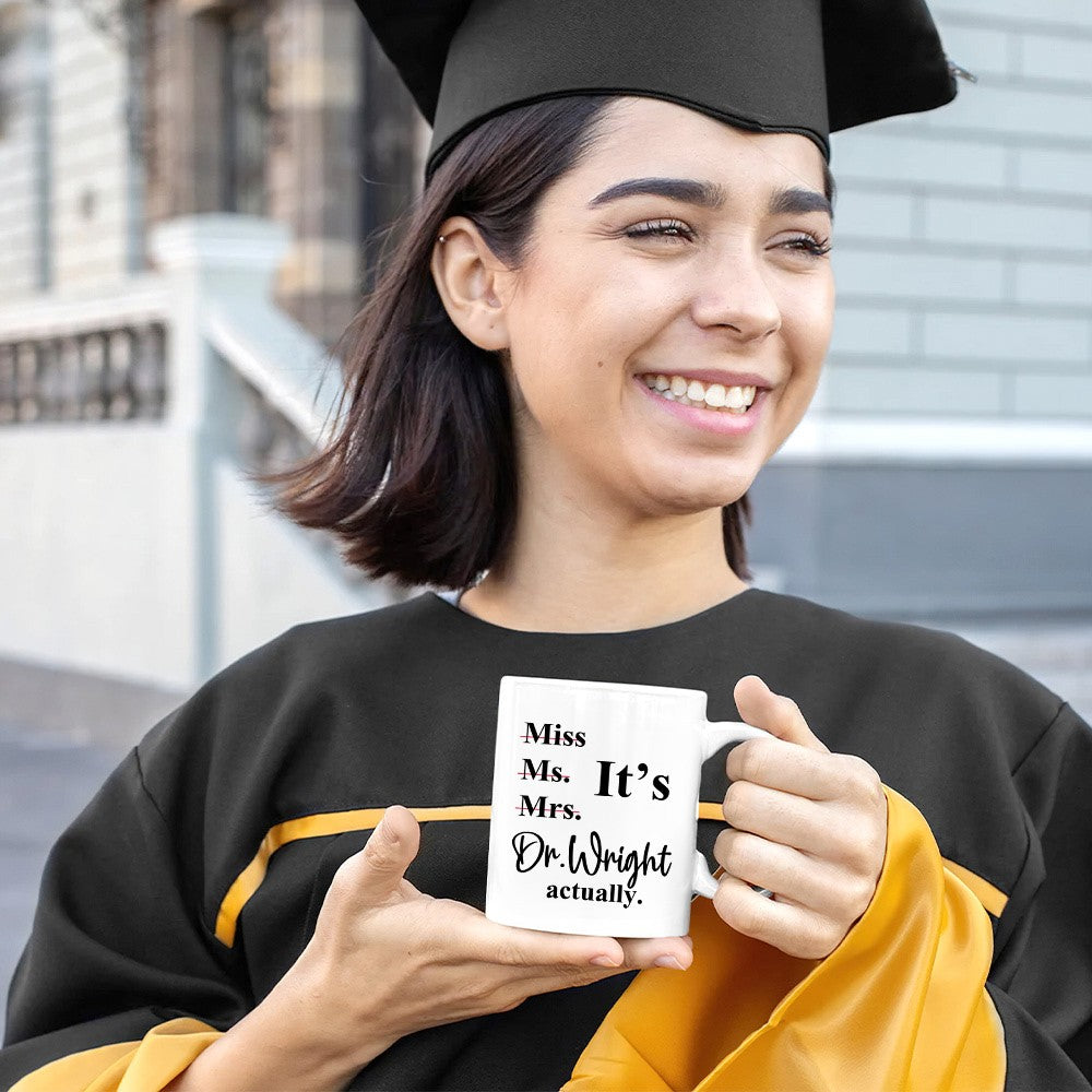 Personalized PhD Doctor Mug with Name, 11oz/15oz Two Tone Ceramic Coffee Tea Mug, PhD College Graduate Keepsake, Graduation Gift for Doctorate