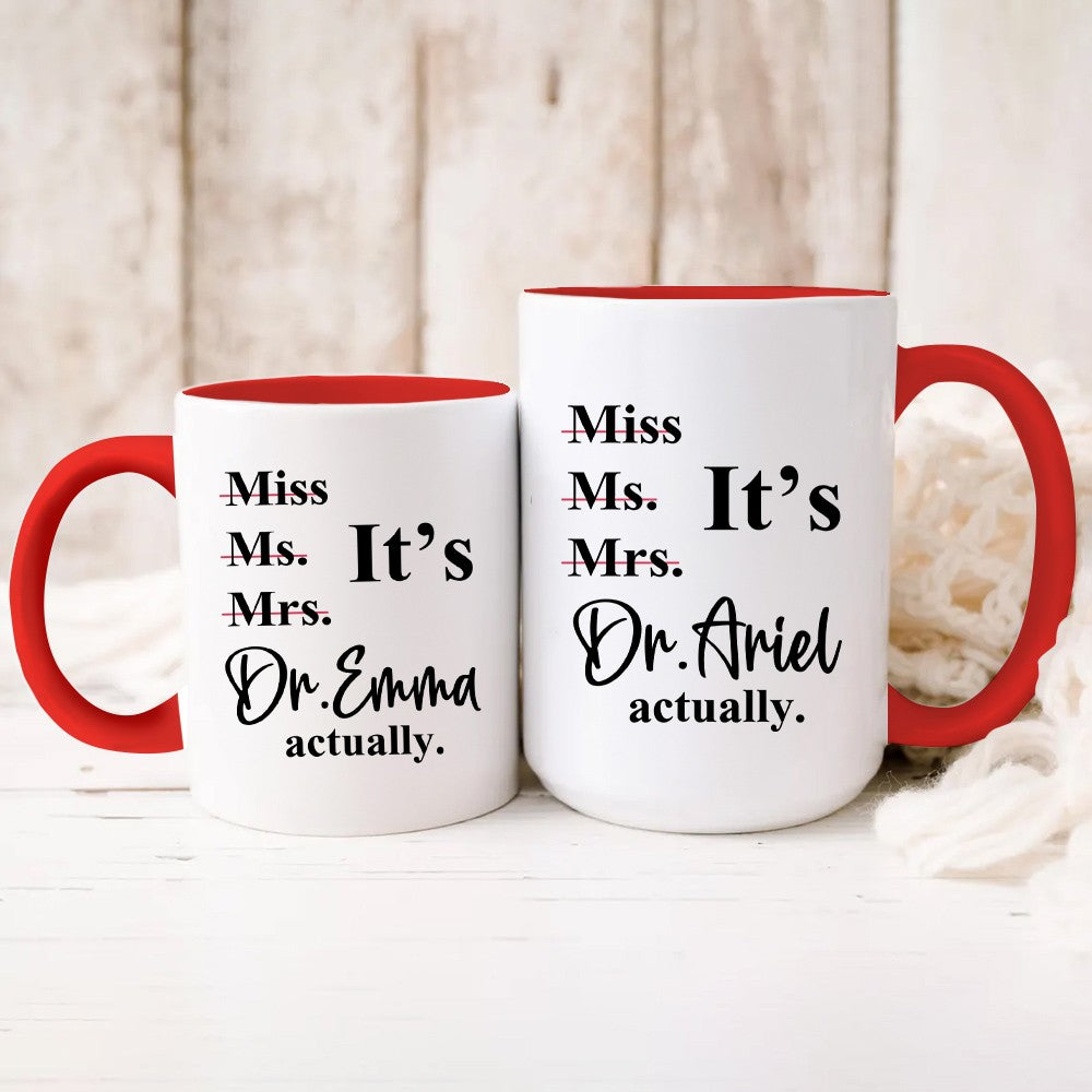 Personalized PhD Doctor Mug with Name, 11oz/15oz Two Tone Ceramic Coffee Tea Mug, PhD College Graduate Keepsake, Graduation Gift for Doctorate