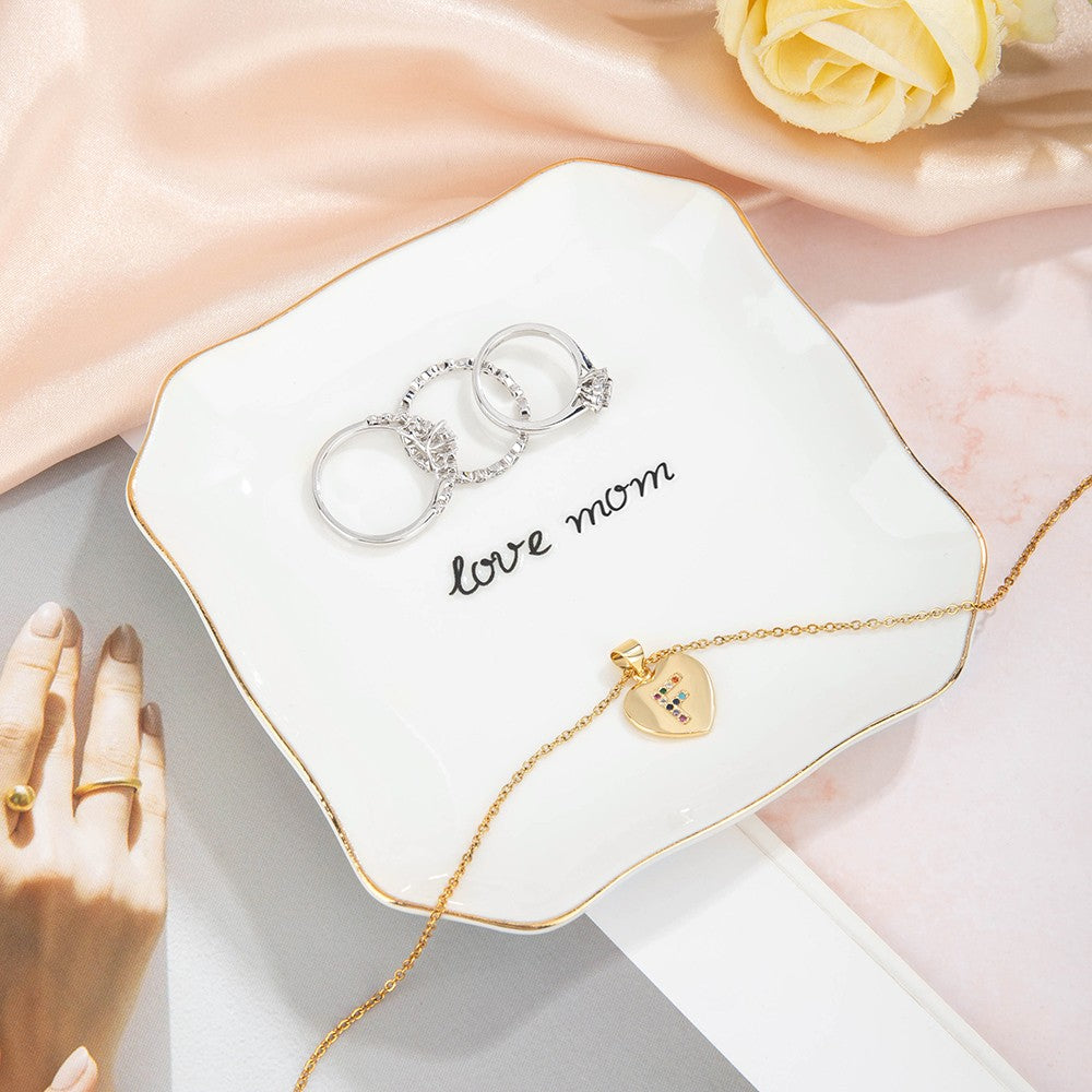 Personalized Jewelry Dish with Text/Handwriting Photo, Ceramic Trinket Ring Dish Tray, Mother's Day/Birthday/Wedding Gift for Family/Friends/Newlyweds