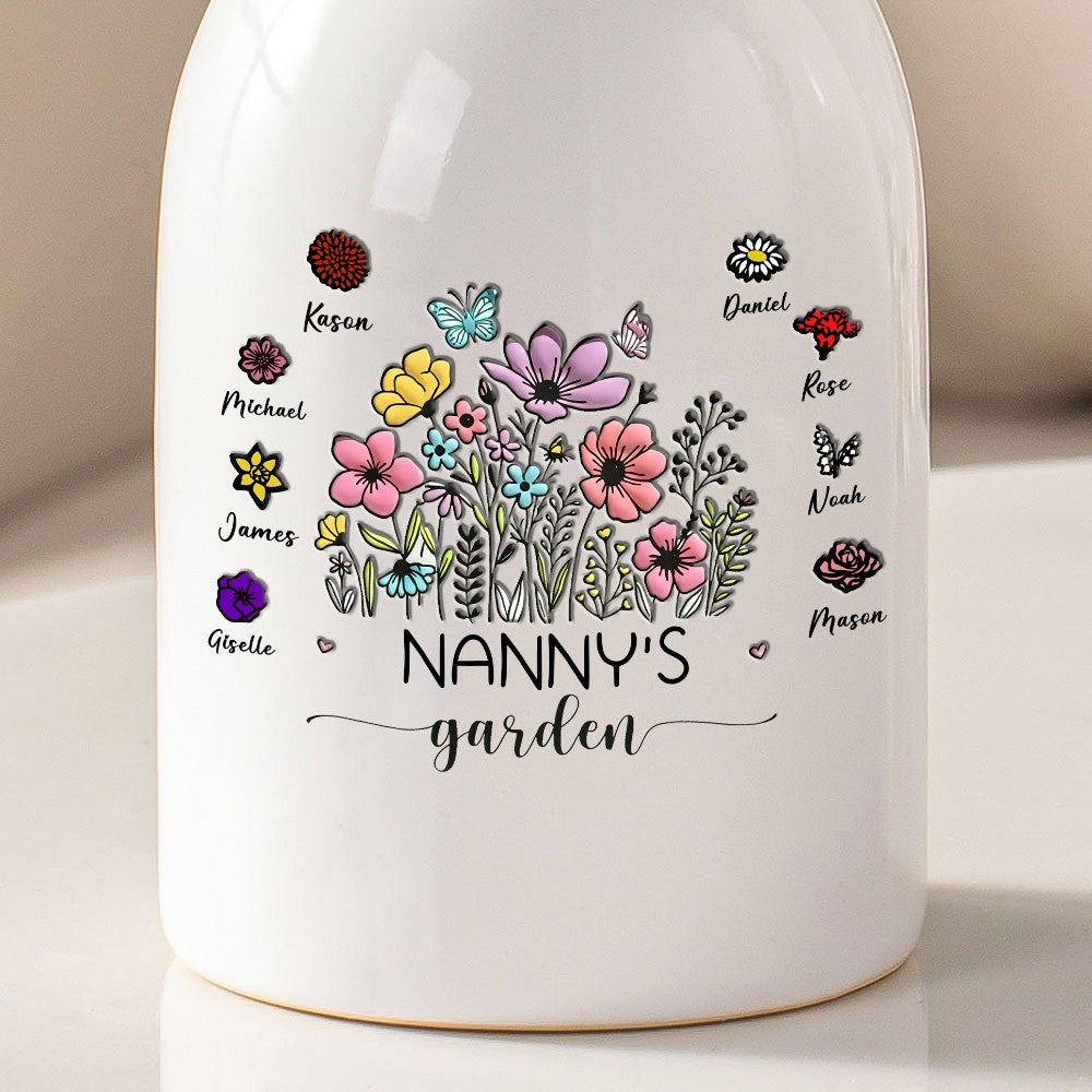 Personalized Names & Birth Flowers Mug Vase, Mom's/Grandma's Garden Ceramic Flower Vase, Home Decor, Birthday/Mother's Day Gift for Her/Mom/Grandma