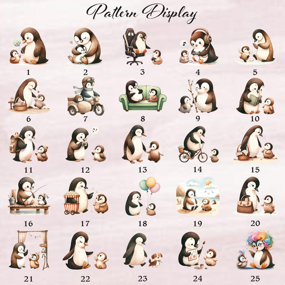 Custom Name Our First Mother's Day Parent-Child Matching Shirts, Penguin Mama & Kid Design Mom T-Shirt & Baby Bodysuit Set, Gift for Newborns/New Mom