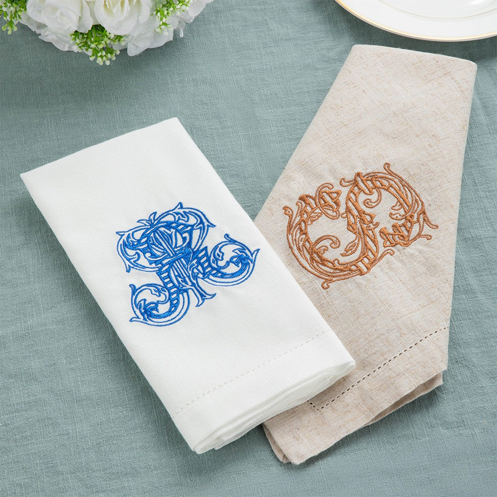 Personalized Initial Embroidered Napkin, Linen Monogrammed Napkin, Party Dinner Napkin, Table Decor, Housewarming/Mother's Day Gift for Hostess/Mom